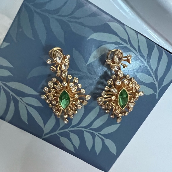 Alexis Bittar Gold and Green Statement Earrings - Picture 6 of 7
